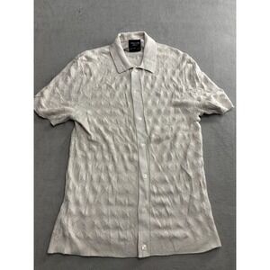 Abercrombie Fitch Men's Small Textured Knit Polo Shirt Short Sleeve Button Up